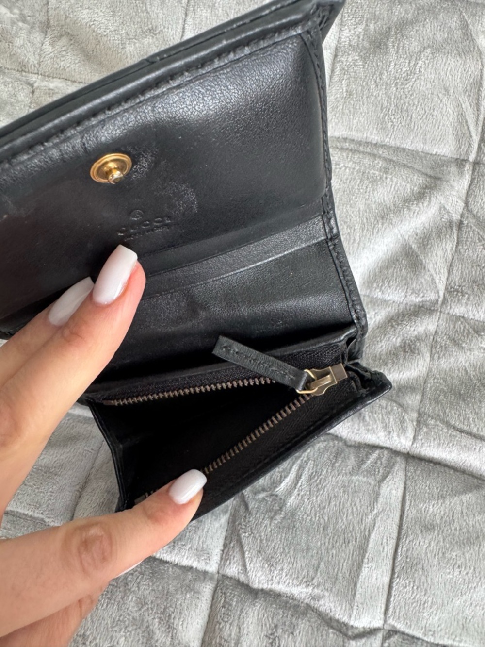 Gucci Black Chevron Quilted GG Logo Card Wallet - Picture 5 of 5